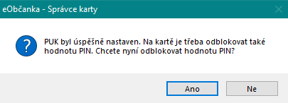 potvrdenie úspešného nastavenia PUKu eObčianky - Kvalifikovaný elektronický podpis