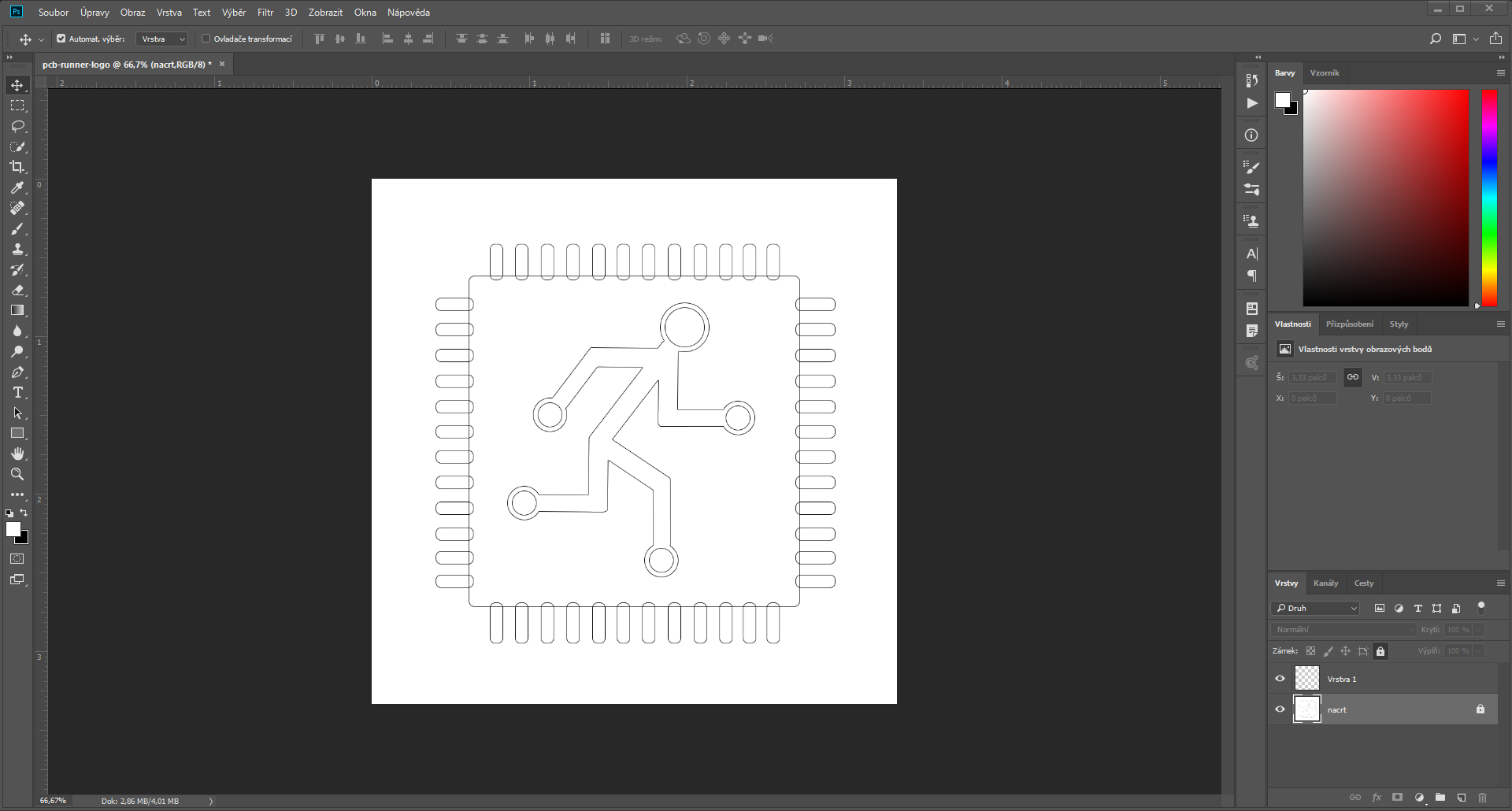 Prvý krok pri vytváraní vektorového loga. - Firemné grafika v Adobe Photoshop