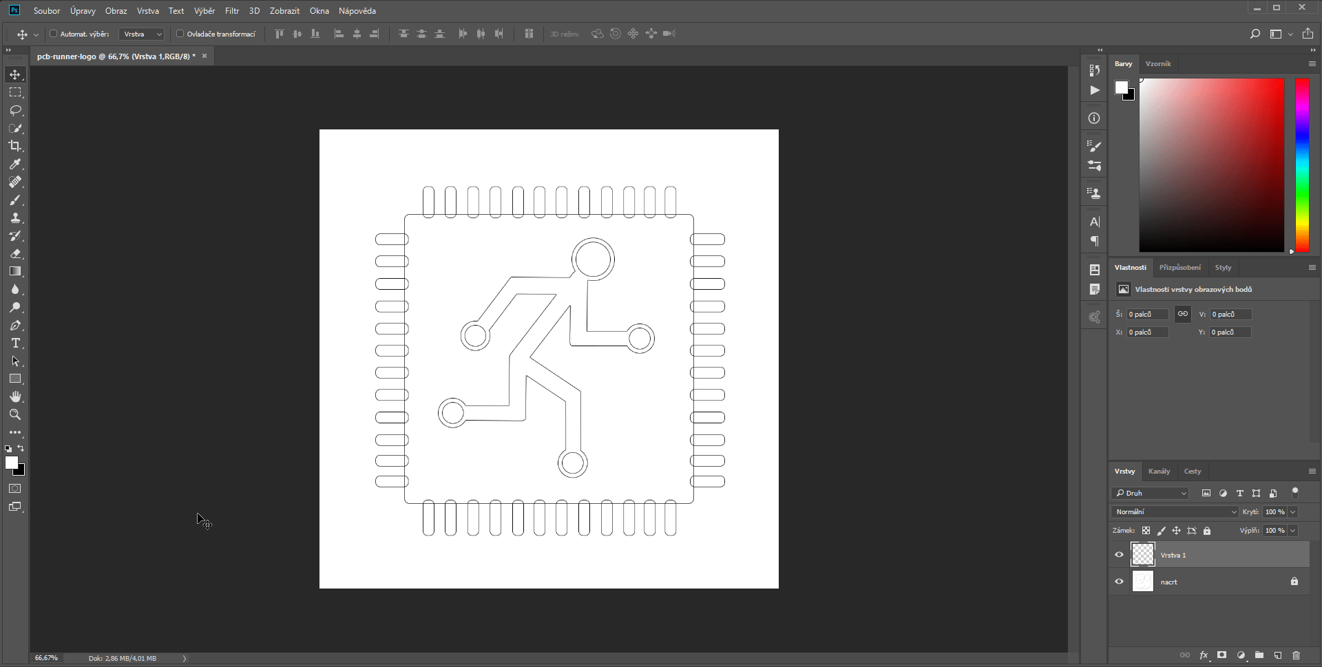 Druhý krok pri vytváraní vektorového loga. - Firemné grafika v Adobe Photoshop