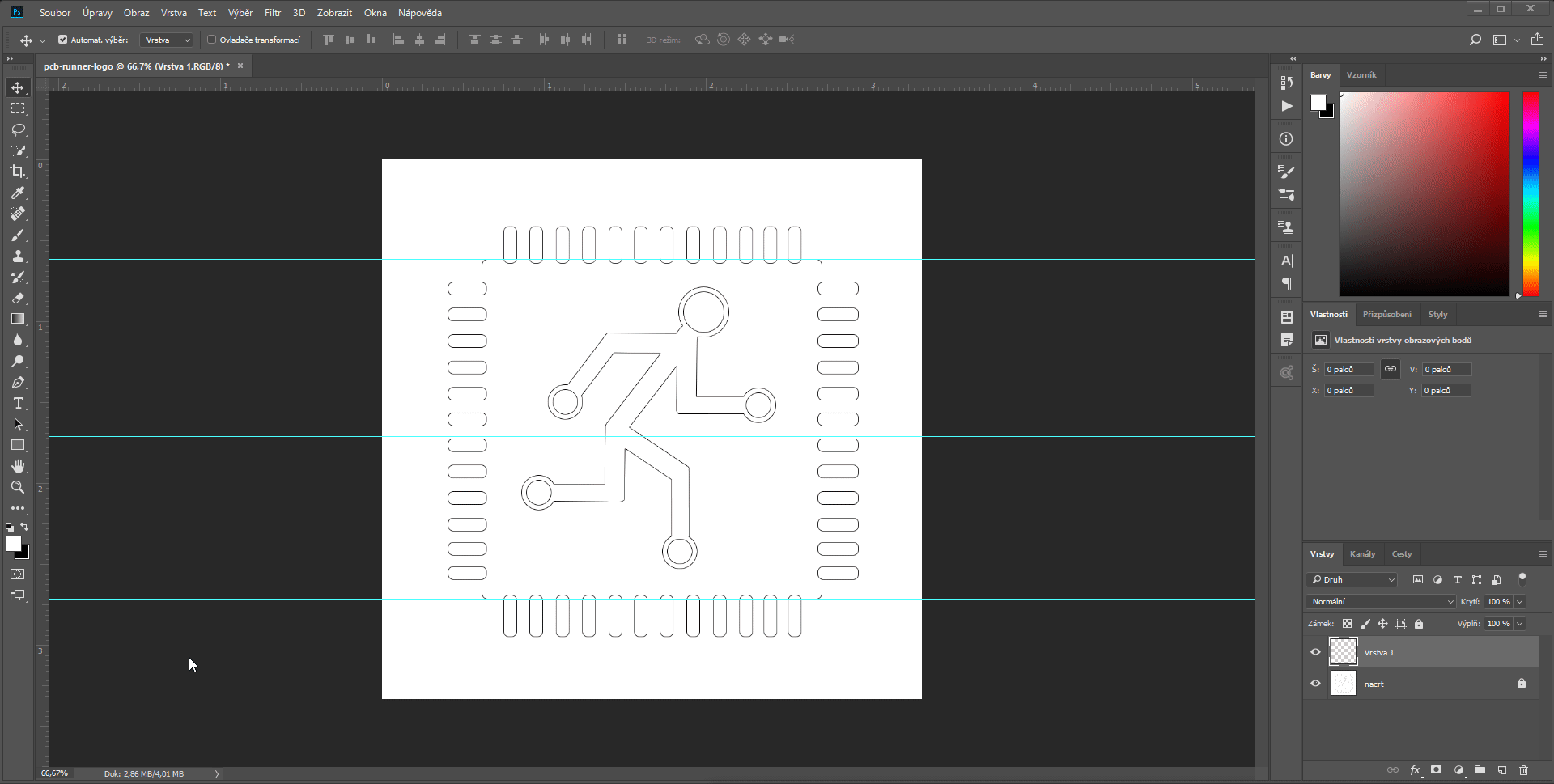 Tretí krok pri vytváraní vektorového loga. - Firemné grafika v Adobe Photoshop