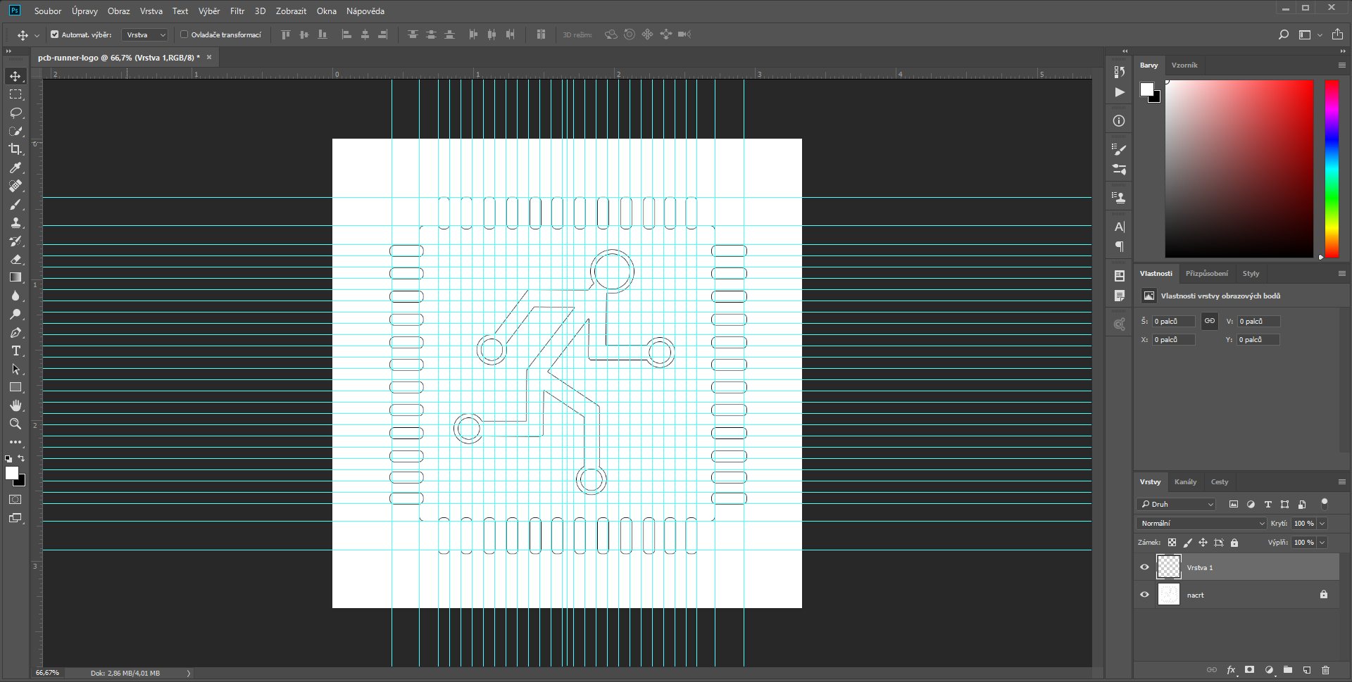 Štvrtý krok pri vytváraní vektorového loga. - Firemné grafika v Adobe Photoshop