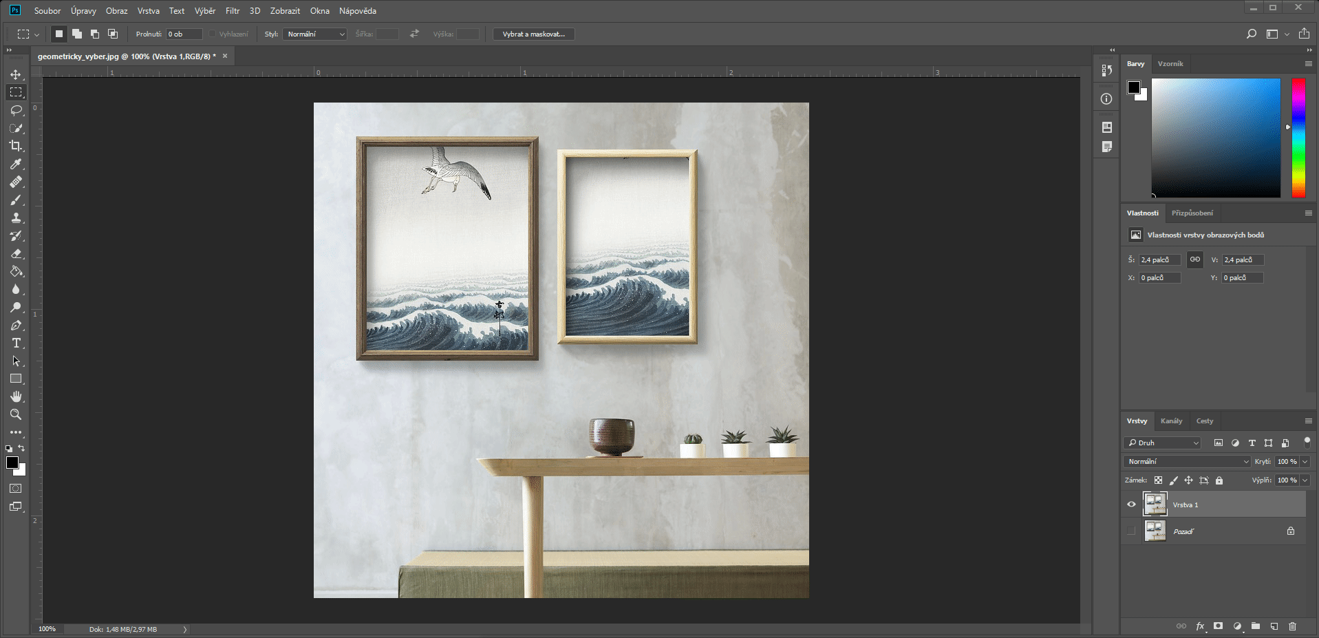 Vybratie a presunutie obdĺžnikového výberu v Adobe Photoshop - Základy Adobe Photoshop