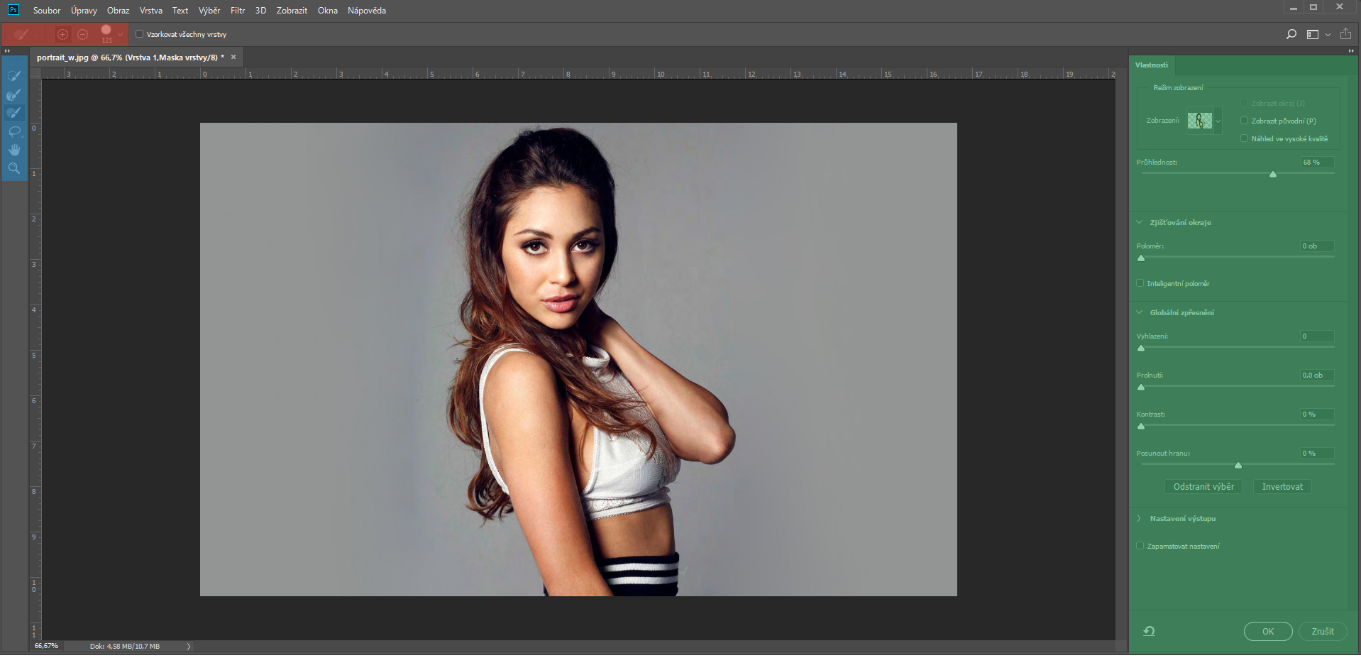Pracovná plocha Vybrať a maskovať v Adobe Photoshop - Základy Adobe Photoshop