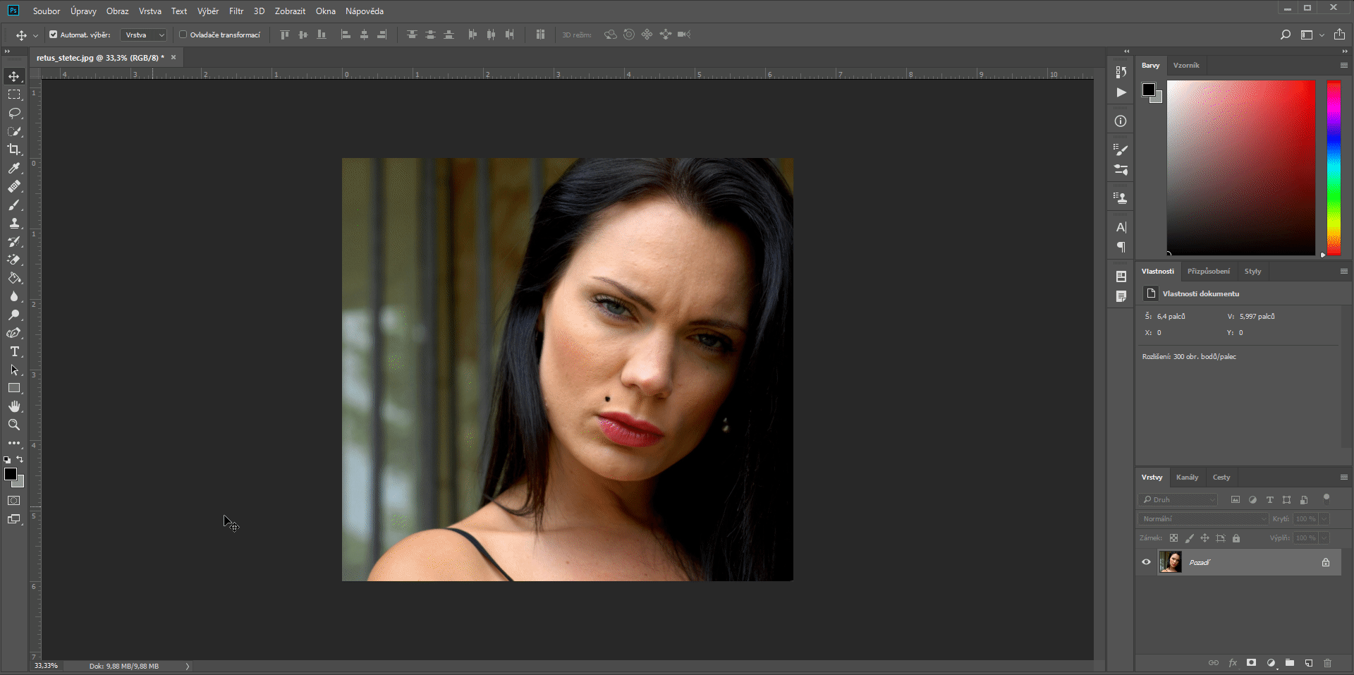Ukážka použitia nástroja Bodový retušovací štetec v Adobe Photoshop - Základy Adobe Photoshop