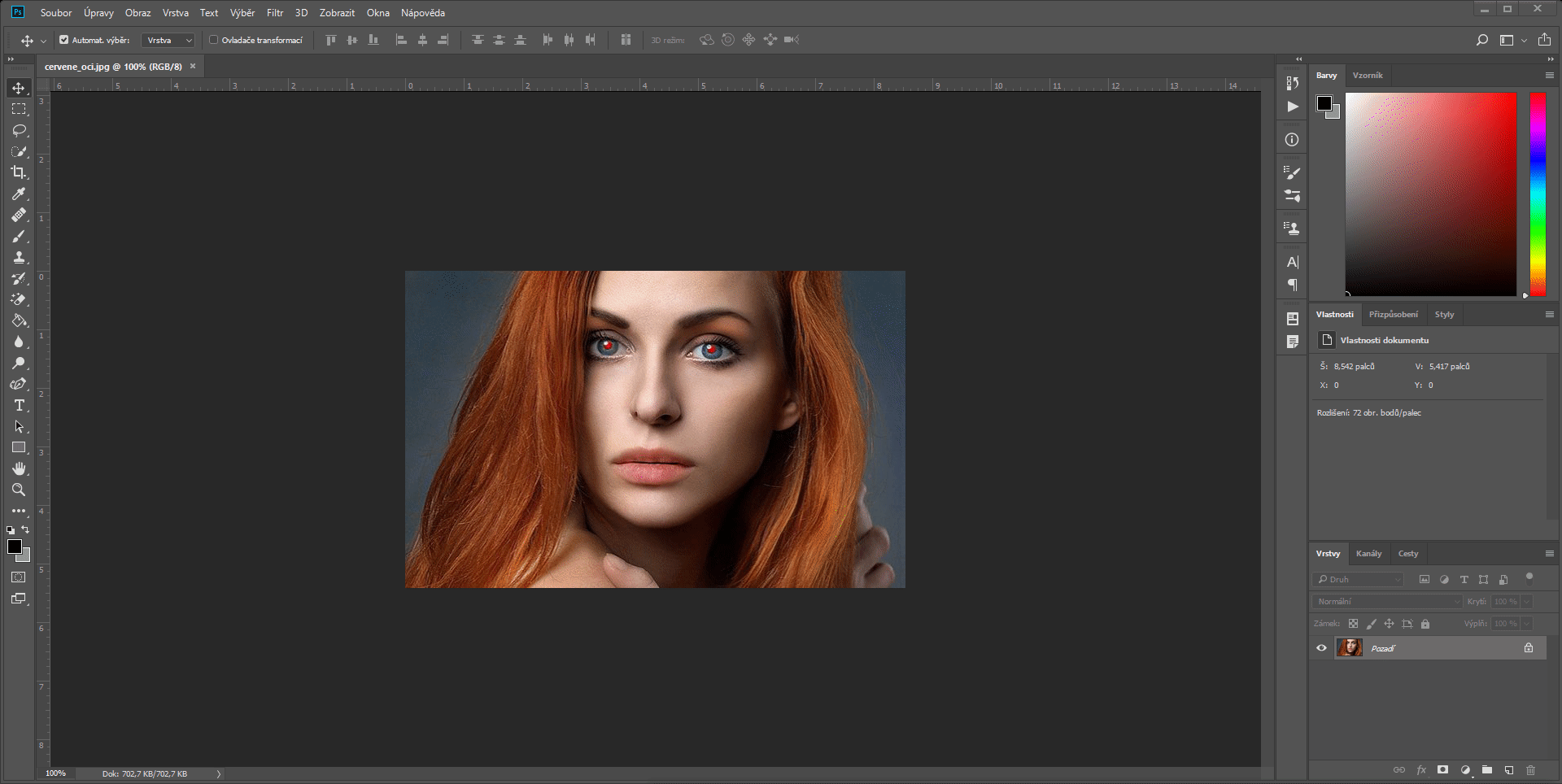 Odstránenie červených očí v Adobe Photoshop - Základy Adobe Photoshop