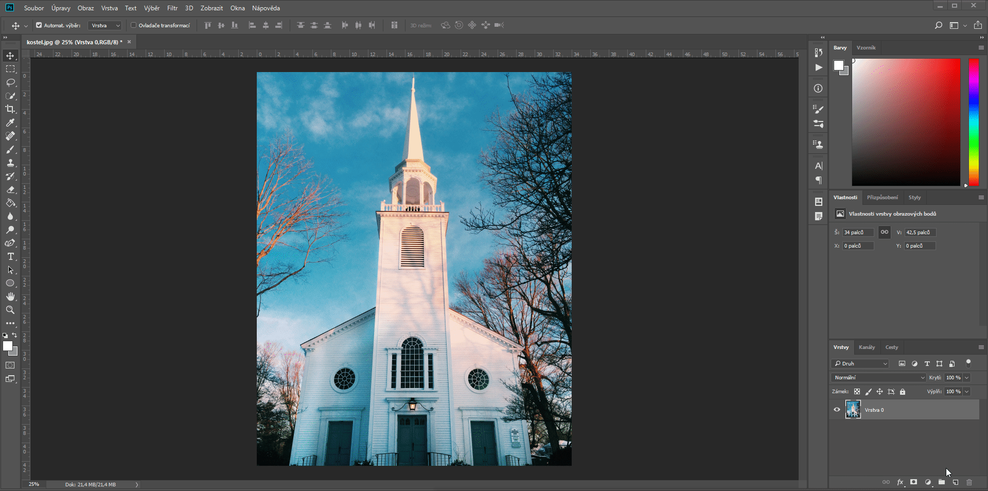 Ukážka stmavenie fotografie v Adobe Photoshop - Základy Adobe Photoshop