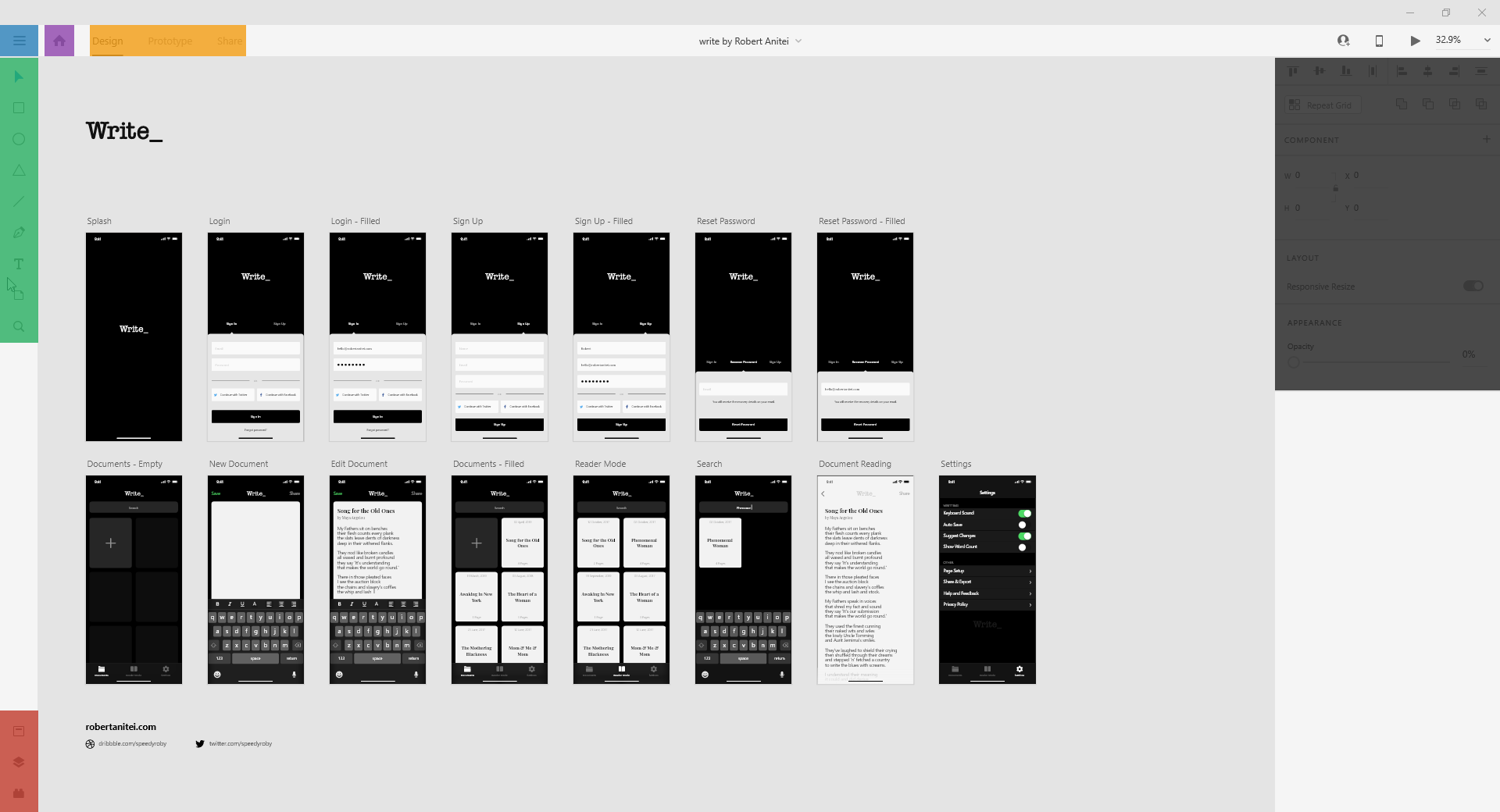 Prostredie aplikácie Adobe XD. - Adobe XD