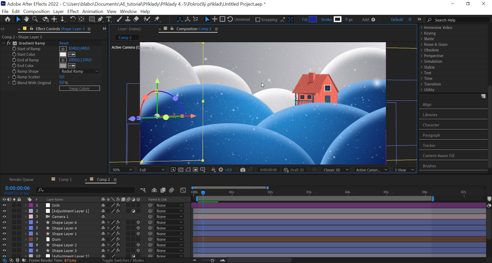 Priebežný výsledok, hĺbka ostrosti - Základy Adobe After Effects - Základy Adobe After Effects