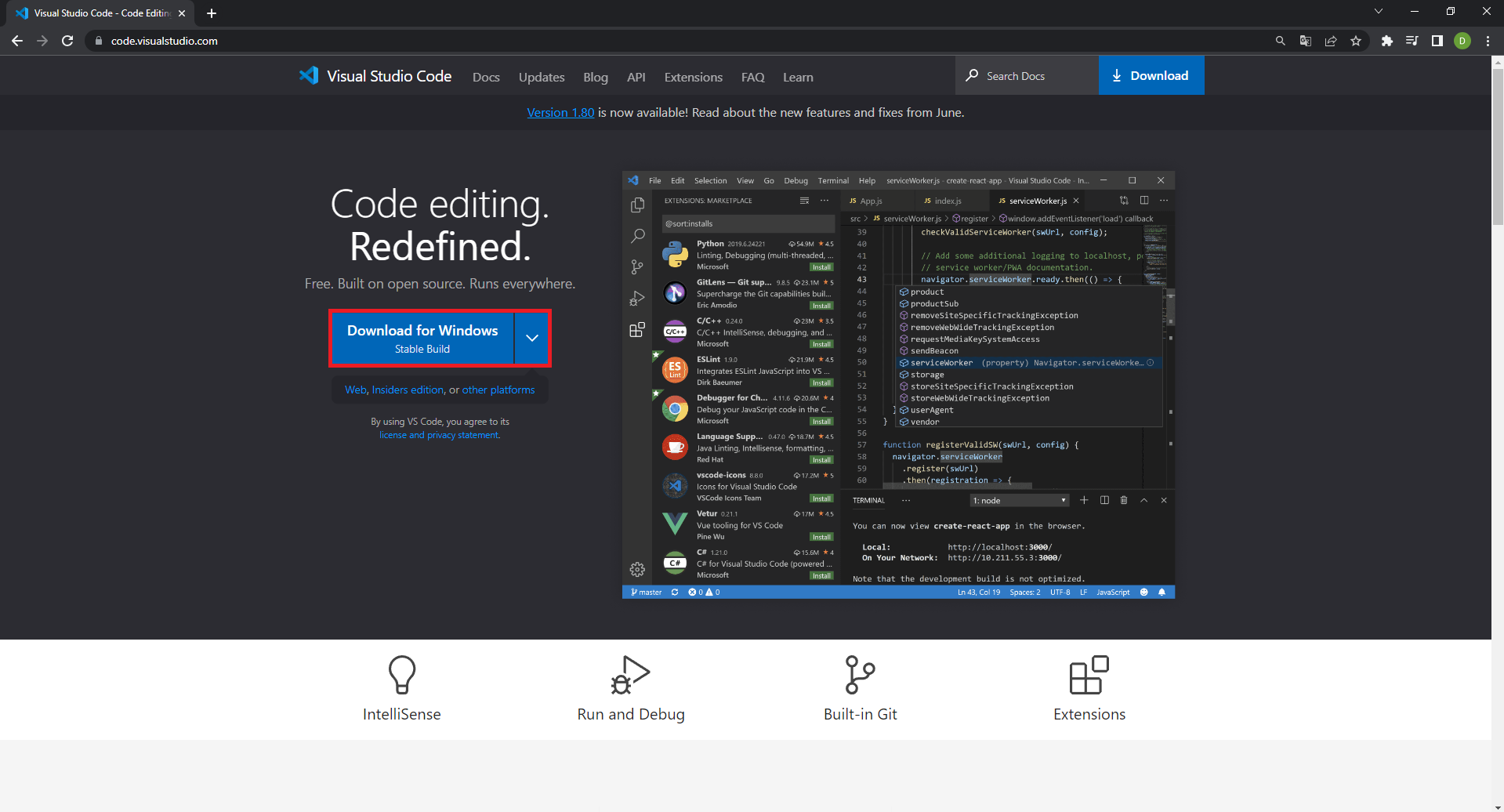 Oficiálna stránka pre stiahnutie Visual Studia Code - Visual Studio Code - Visual Studio Code
