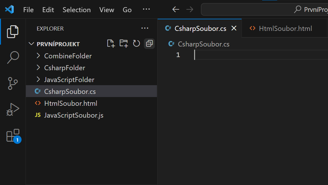Po stlačení tlačidla Collapse Folders In Explorer - Visual Studio Code - Visual Studio Code