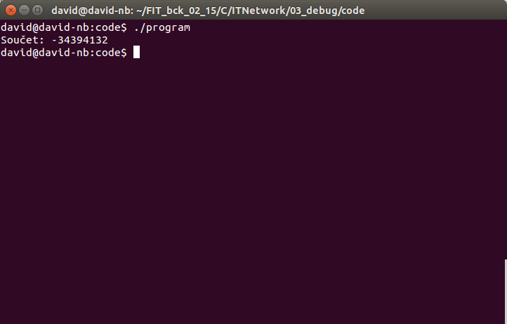 výstup programu - Linux a programovanie v jazyku C