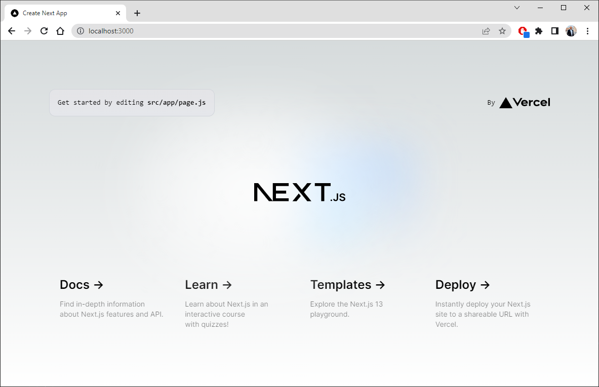Hlavná stránka nového Next.js projektu - Pokročilý React