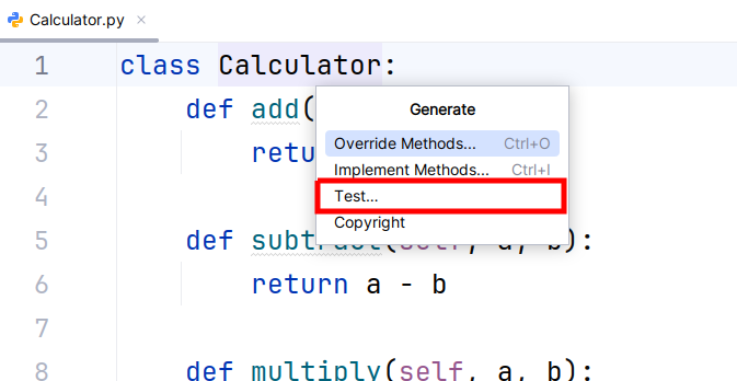 Generovanie unit testov v Pycharm - Testovanie v Pythone