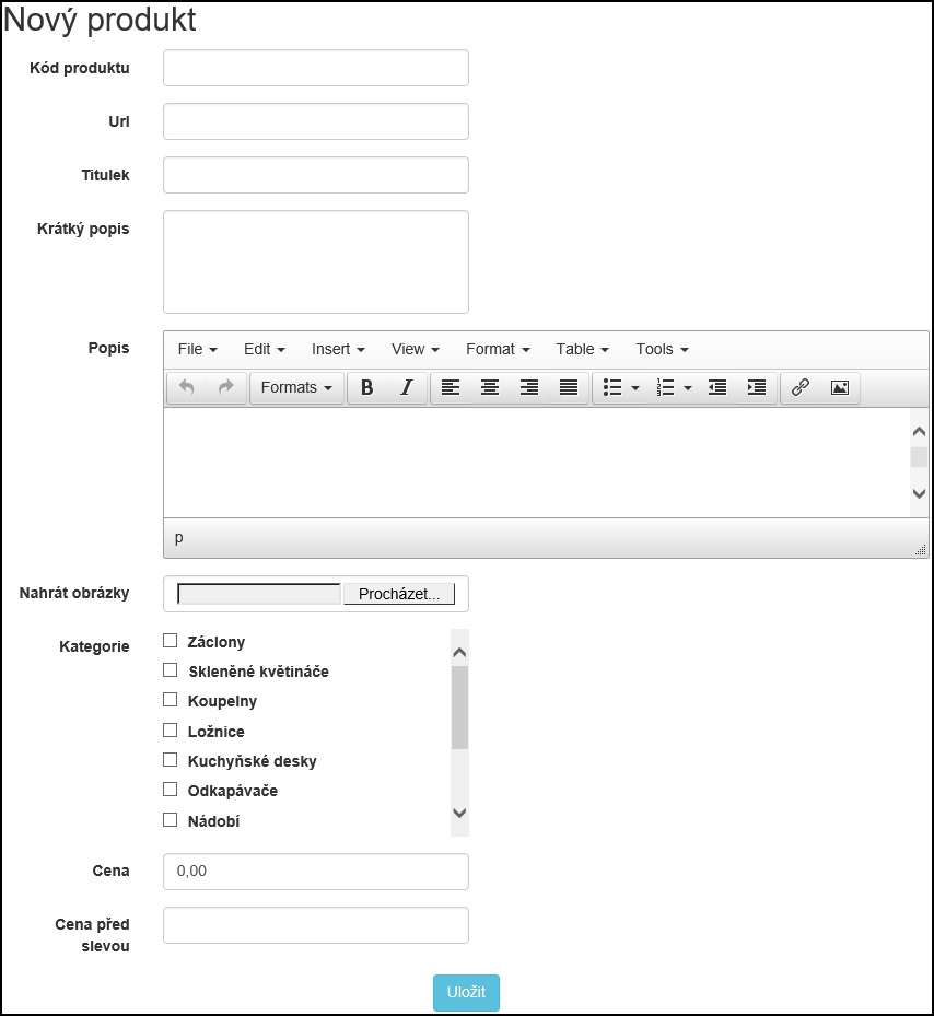 Pridanie produktu do e-shopu v ASP.NET MVC v C# .NET