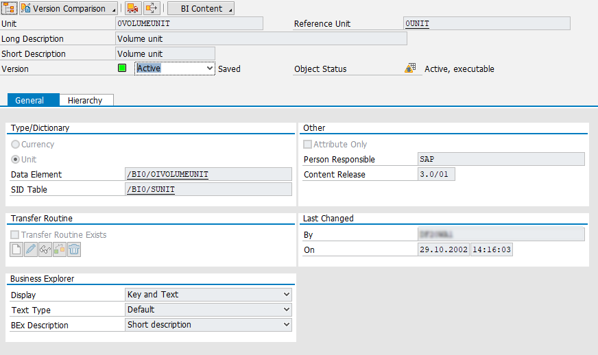 Štandardné ukazovateľ 0VOLUMEUNIT v SAP - Sap