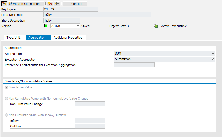 Záložka „Aggregation“ v SAP - Sap