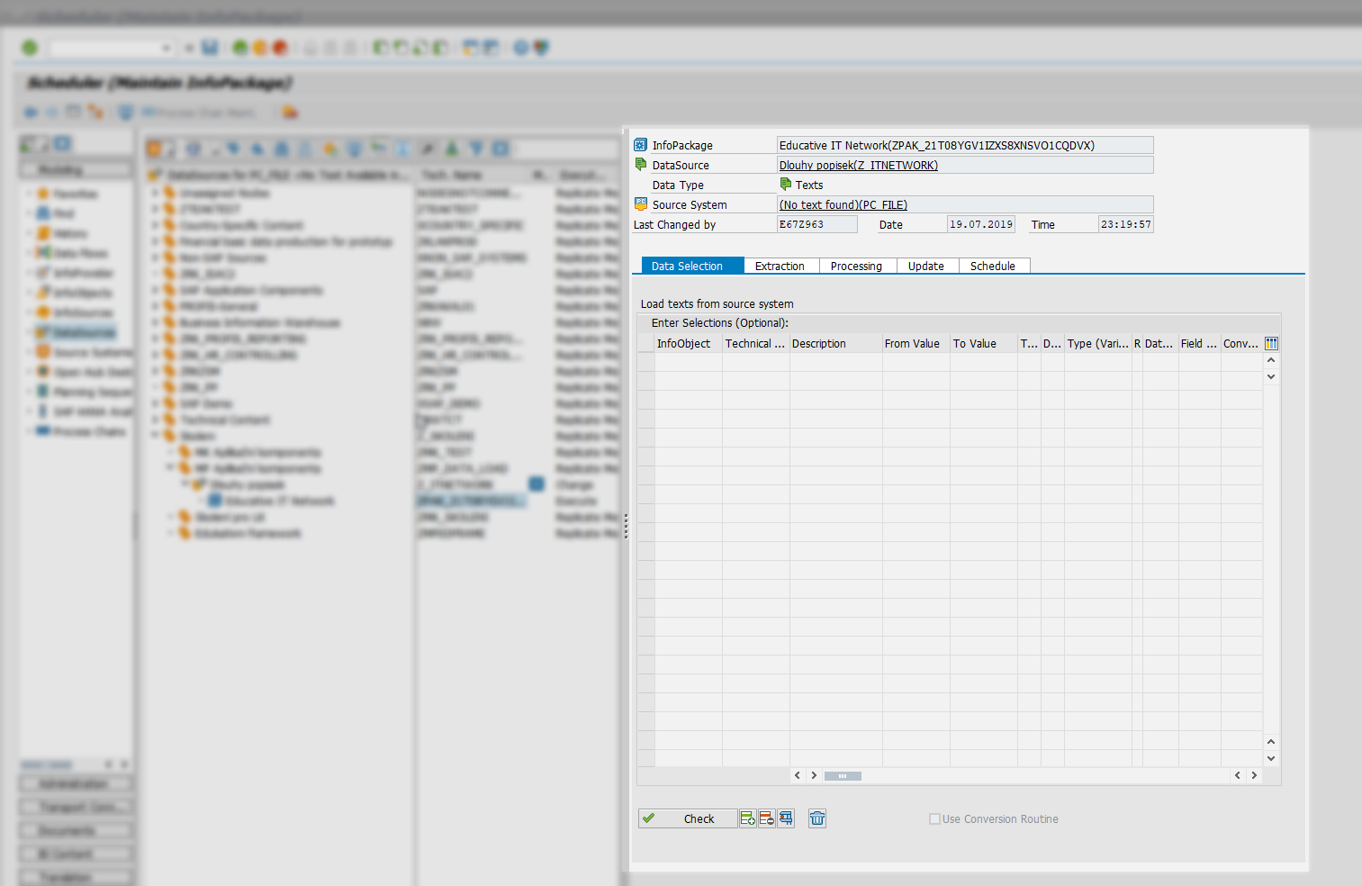 Infopackage – Dáta Selection v SAP - Sap