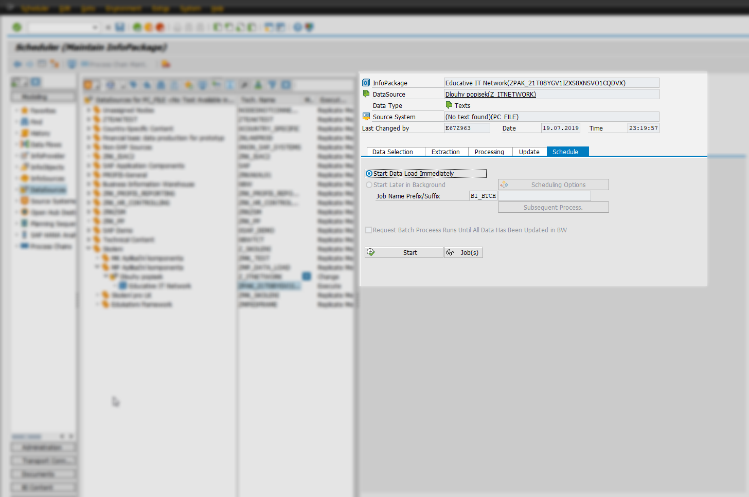 Infopackage – Schedule v SAP - Sap