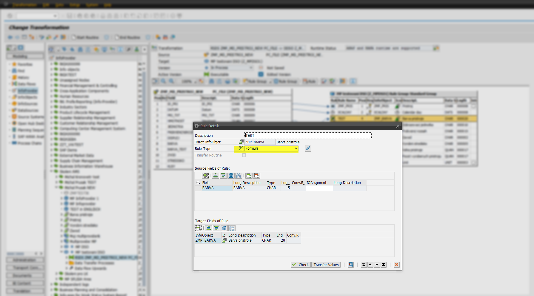 Transformácia – Vzorec v SAP - Sap