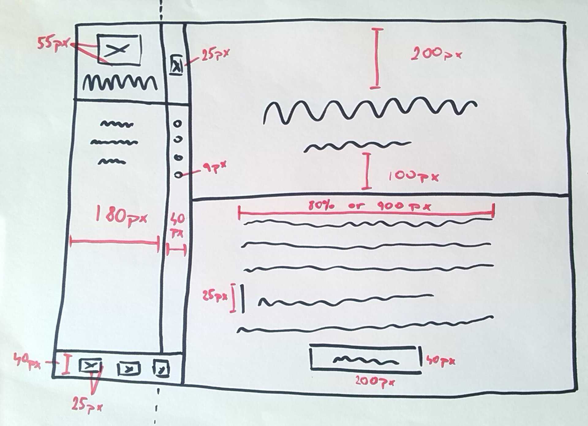 Wireframe moderného webového portfólia