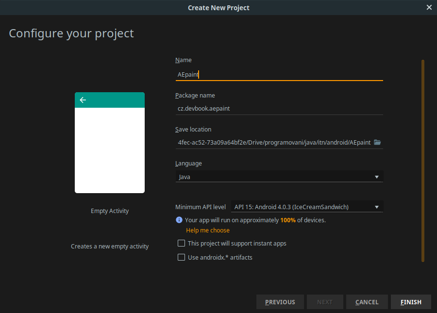 Konfigurácia nového projektu v Android Studio - Programovanie Android aplikácií v Jave