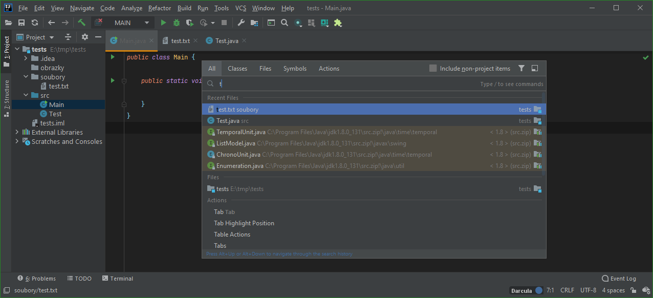 Vyhľadávanie všetkého v IntelliJ IDEA - IntelliJ IDEA / NetBeans / Eclipse - Pokročilá práce