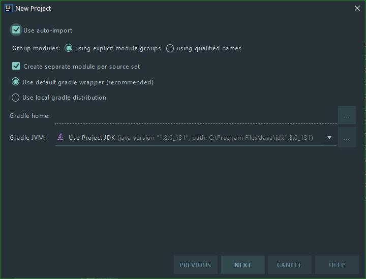 Nastavenie grádl v IntelliJ IDEA - Server pre klientskej aplikácie v Jave