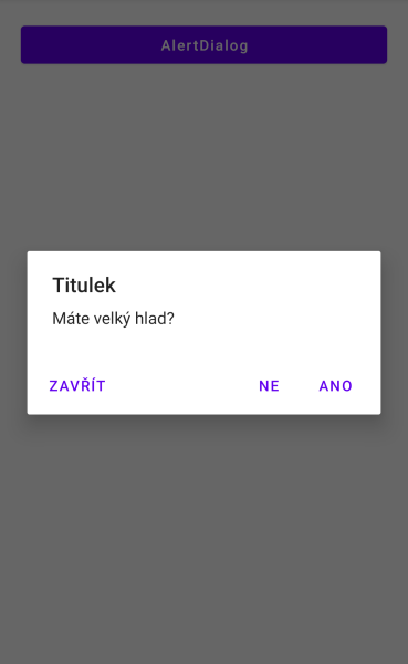 defaultný dialóg s tlačidlami - Dialógové okná v Androide
