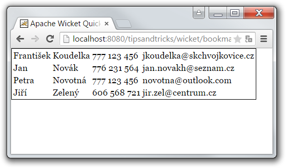 table s pomocou ListView - Tipy a triky pre Wicket