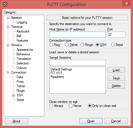 PuTTY - Administrácia VPS serverov