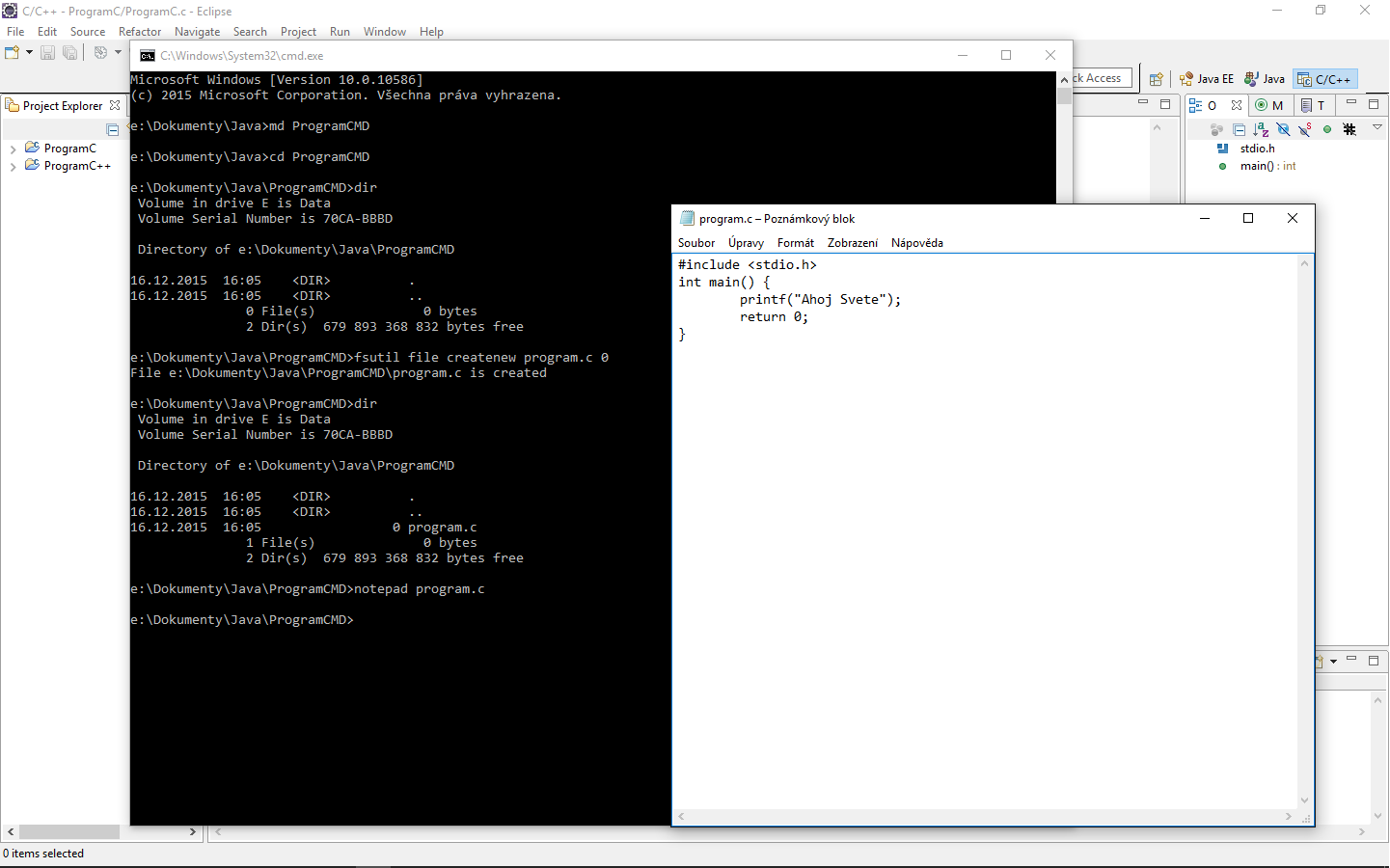 Tvorba zdrojového súboru v Notepade - JNI - Java Native Interface