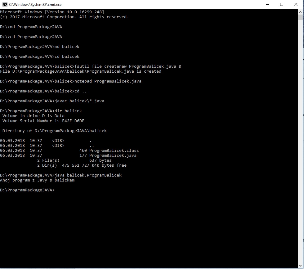 Kompilácia Package v Jave cez príkazový riadok - Java - Pre pokročilých