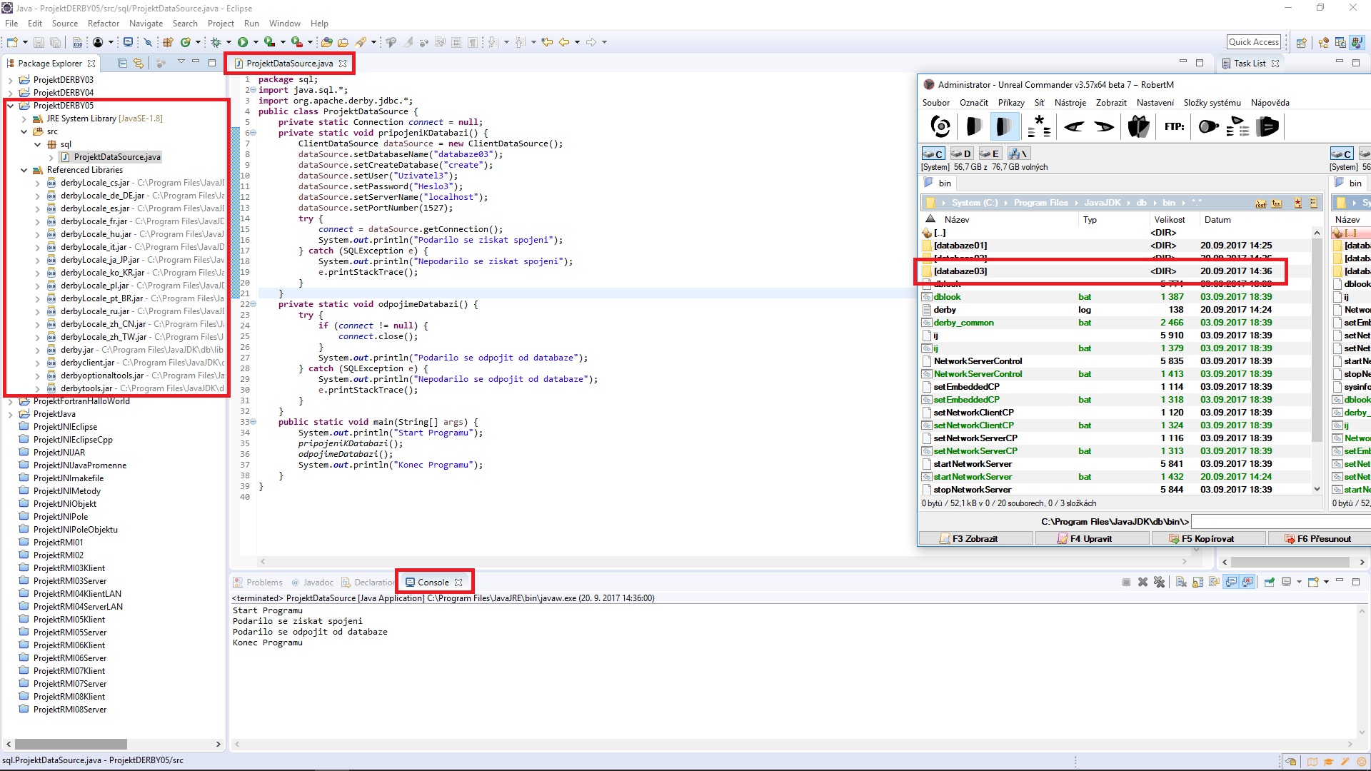 Projekt Derby cez DatSource - DerbyDb