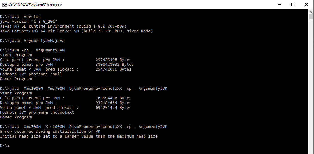 argumenty JVM - Java - Pre pokročilých