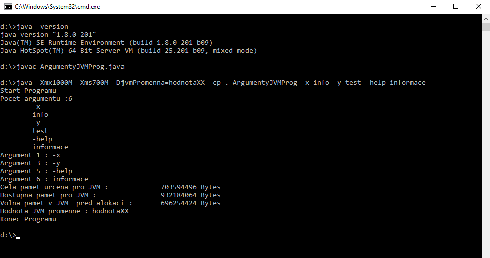 Argumenty JVM a Programu - Java - Pre pokročilých
