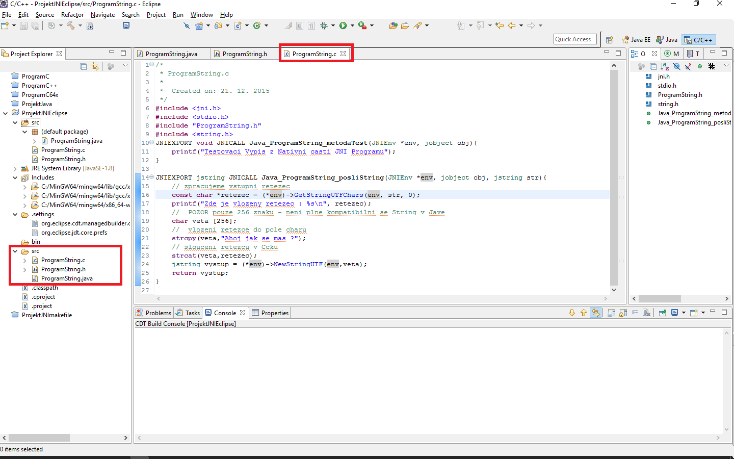 Vypísanie zdrojového kódu - JNI - Java Native Interface