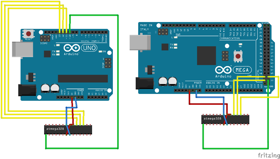 Pripojenie čipu ATmega 328p - Arduino