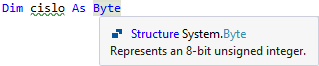 Intellisense vo Visual Studio - Základné konštrukcie jazyka Visual Basic (VB .NET)