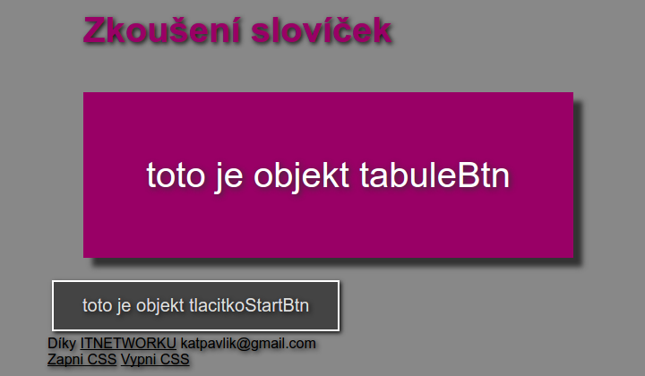 Návrh aplikácie pre skúšanie slovíčok v JavaScripte - Objektovo orientované programovanie v JavaScriptu