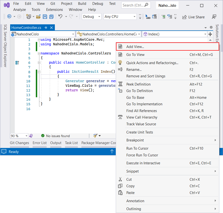 Pridanie pohľadu v ASP.NET Core MVC - Základy ASP.NET Core MVC - Základy ASP.NET Core MVC