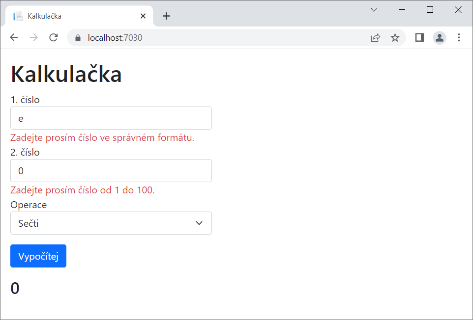 Validácia s českými hláškami v ASP.NET Core MVC - Základy ASP.NET Core MVC - Základy ASP.NET Core MVC