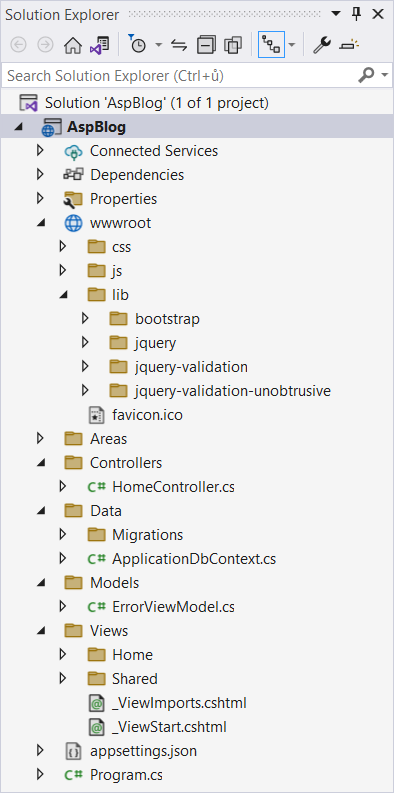 Štruktúra šablóny ASP.NET Core Web App MVC - Základy ASP.NET Core MVC - Základy ASP.NET Core MVC