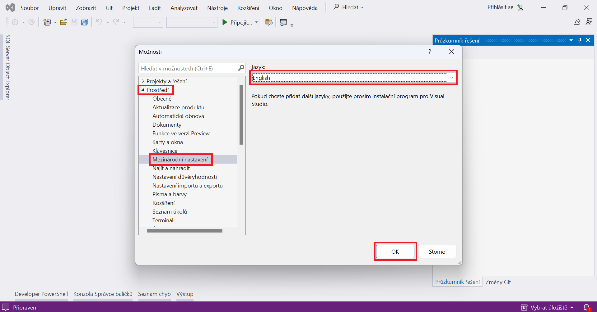 Visual Studio 2022 – Výber anglického jazyka - Základy ASP.NET Core MVC - Základy ASP.NET Core MVC