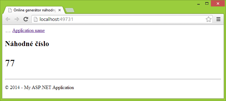 Webová aplikácia v ASP.NET MVC – Náhodné číslo - Základy ASP.NET MVC