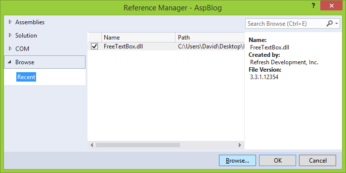 Pridanie referencie v ASP.NET - ASP.NET Web Forms