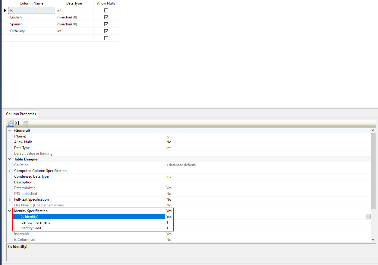 Vytvorenie novej tabuľky v MS SQL Management Studio - Databázy v C# - ADO.NET