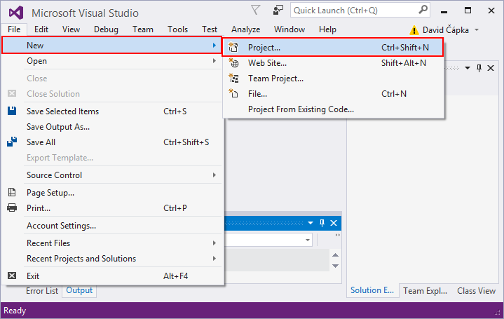 Založenie nového projektu vo Visual Studio - Základné konštrukcie jazyka Visual Basic (VB .NET)