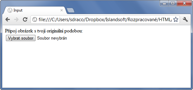 Ukážka formulárového poľa input typu file - Formuláre - Český HTML 5 manuál
