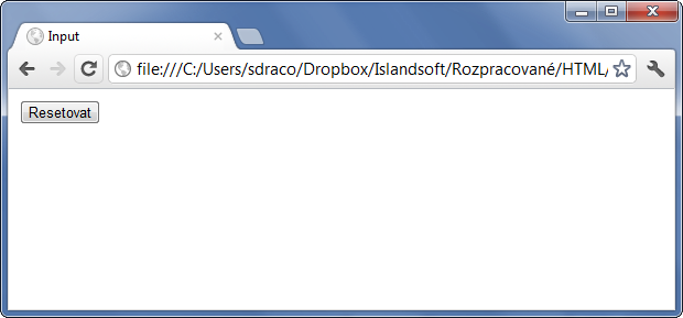 Ukážka formulárového poľa input typu reset - Formuláre - Český HTML 5 manuál