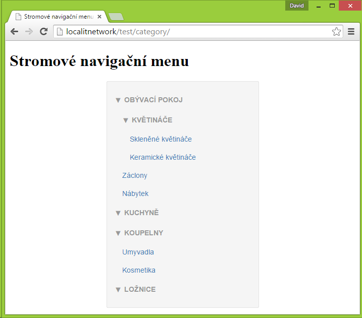 Stromové navigačné menu v PHP